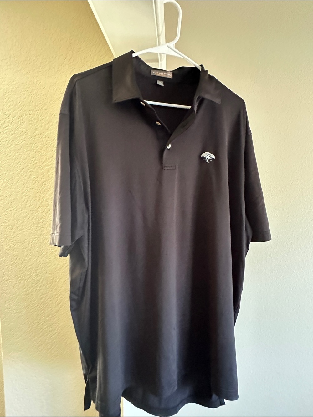 Peter Millar Black Polo with Embroidered Tree Logo